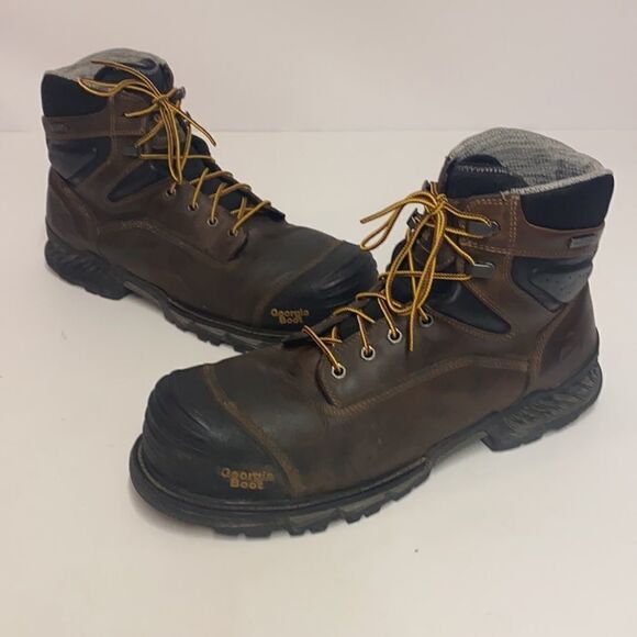 Georgia Boot Size: 13M Mens Black and Brown Waterproof Work Boots B95 - Picture 3 of 13